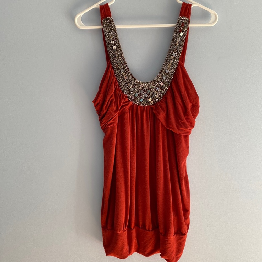 Vanity Women’s Beaded Burnt Orange Top